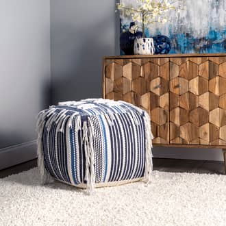 Flatwoven Denim Striped Pouf secondary image