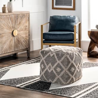 Modern Trellis Textured Pouf secondary image
