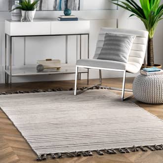 Rugs USA Light Gray Darya Regency Stripes with Tassels rug - Casuals Rectan