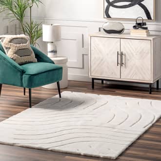 3' x 5' Doretta Waves Faux Rabbit Washable Rug secondary image
