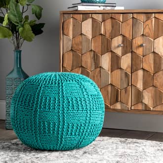 Knitted Cotton Basketweave Pouf secondary image