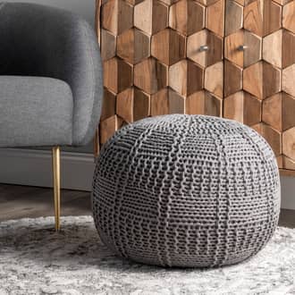 Knitted Cotton Basketweave Pouf secondary image