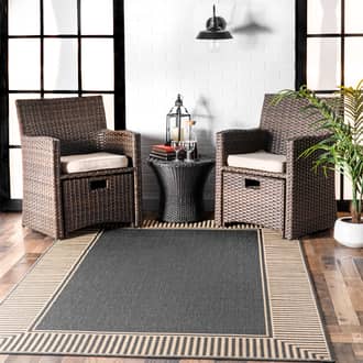 2' x 3' Striped Border Indoor/Outdoor Flatweave Rug secondary image