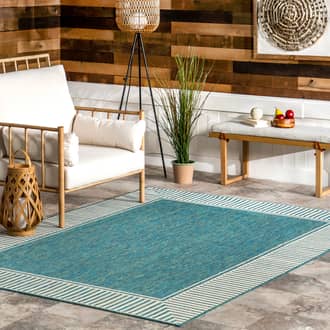 Striped Border Indoor/Outdoor Flatweave Rug secondary image