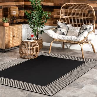 Striped Border Indoor/Outdoor Flatweave Rug secondary image