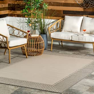 Striped Border Indoor/Outdoor Flatweave Rug secondary image