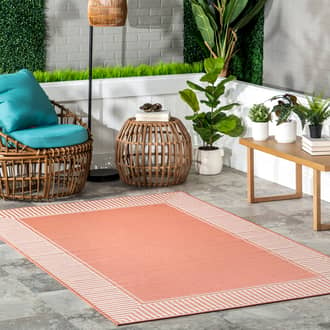 Striped Border Indoor/Outdoor Flatweave Rug secondary image