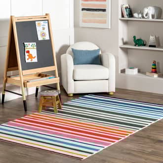3' x 5' Amina Kids Washable Striped Rug secondary image
