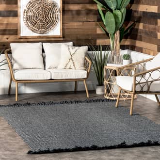 2' x 3' Ashen Braided Tassel Indoor/Outdoor Rug secondary image
