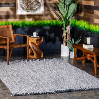 2' x 3' Ashen Braided Tassel Indoor/Outdoor Rug secondary image