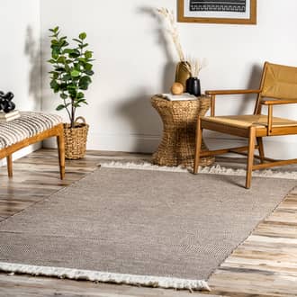 Subtle Striped Flatweave With Fringes Rug secondary image