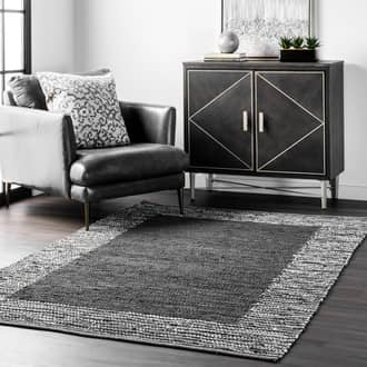 Handwoven Striped Border Leather Rug secondary image