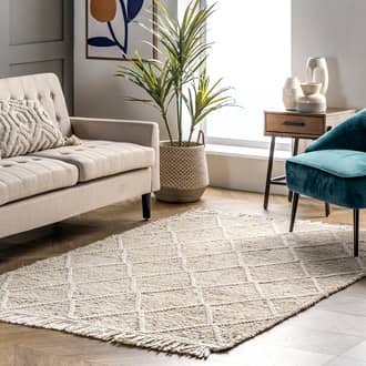 Textured Trellis Tasseled Rug secondary image