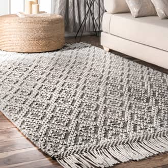 Textured Trellis With Tassels Rug secondary image