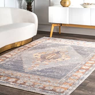 Persian Iris Medallion Fringe Rug secondary image
