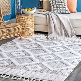 9' x 12' Shaggy Checkered Tiles Tassel Rug secondary image