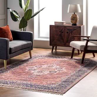 Printed Floral Medallion Tasseled Rug secondary image
