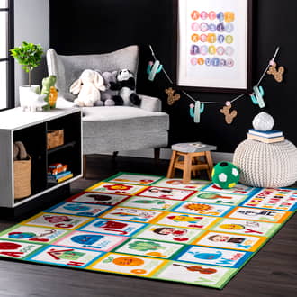 6' 7" x 9' Alphabet Block Cartoons Rug secondary image