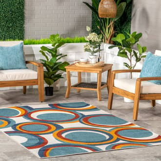 Bleu Abstract Circles Indoor/Outdoor Rug secondary image