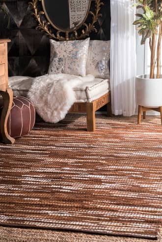 4' x 6' Leather Abstract Pinstripe Rug secondary image