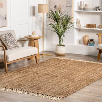 8' Hand Woven Jute with Wool Fringe Rug secondary image
