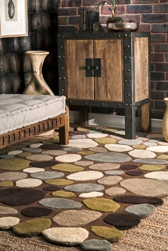 Contemporary Handmade Wool Pebbles Cobblestone Rug secondary image
