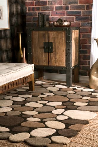 Contemporary Handmade Wool Pebbles Cobblestone Rug secondary image