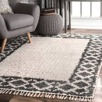 Fuzzy Diamond Border Tassel Flatweave Rug secondary image