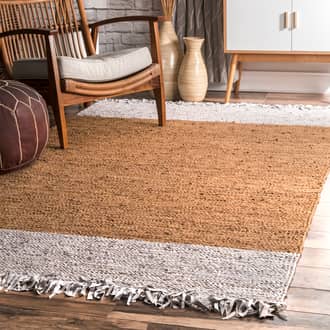 Bordered Leather Tassel Rug secondary image