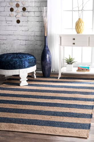 Jute And Denim Even Stripes Rug secondary image