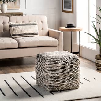 Birdseye Trellis Textured Pouf secondary image