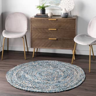 6' Hand Braided Denim And Jute Interwoven Solid Rug secondary image