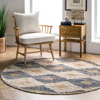8' Hand Braided Denim And Jute Striped Diamonds Rug secondary image