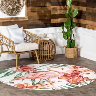 4' Floral Flamingo Indoor/Outdoor Rug secondary image