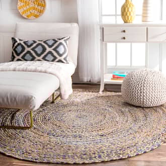 8' Hand Braided Twined Jute And Denim Rug secondary image