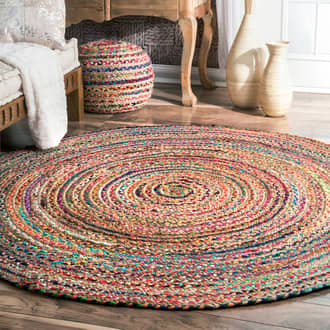 6' Braided Chindi Spectrum Jute Rug secondary image