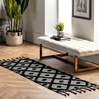 2' x 6' Diamond Textured Trellis Tassel Rug secondary image