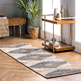 2' 6" x 12' Hand Braided Denim And Jute Striped Diamonds Rug secondary image