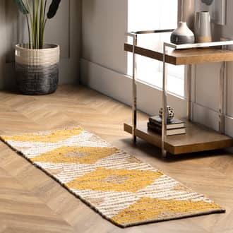2' x 6' Hand Braided Denim And Jute Striped Diamonds Rug secondary image
