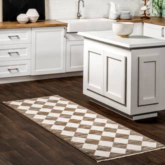 Rugs USA Beige Meadows Vanni Checkered Fringed rug - Casuals Runner 2 8