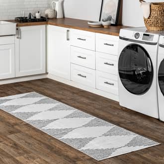 2' 6" x 8' Diamond Pinstripes Washable Rug secondary image