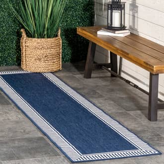 2' x 8' Striped Border Indoor/Outdoor Flatweave Rug secondary image