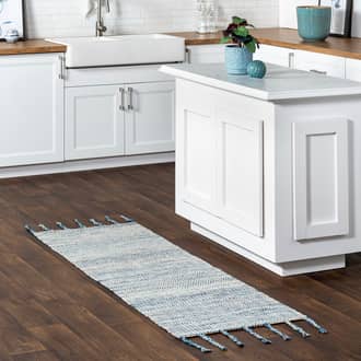 2' x 6' Diamond Chevron Bands Tasseled Rug secondary image