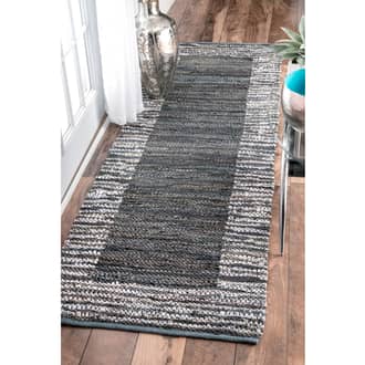 2' 6" x 8' Handwoven Striped Border Leather Rug secondary image