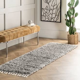 2' 6" x 12' Shaded Shag With Tassels Rug secondary image