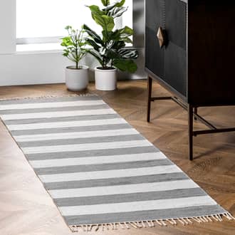 2' 6" x 8' Awning Striped Flatweave Tassel Rug secondary image