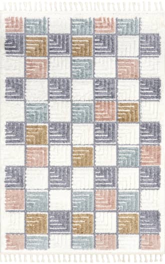 Arna Groovy Checkered Kids Rug primary image