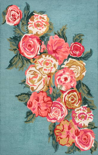 Light Blue Beautiful Rose Bouquet Rug swatch