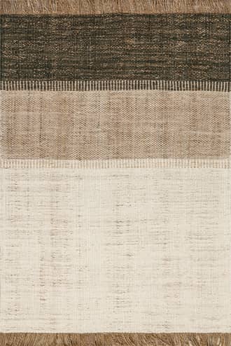 Dark Grey Belinda Striped Fringed Rug swatch