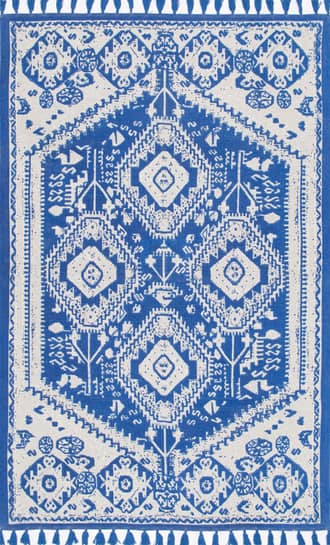 Blue Cotton Tasseled Rug swatch